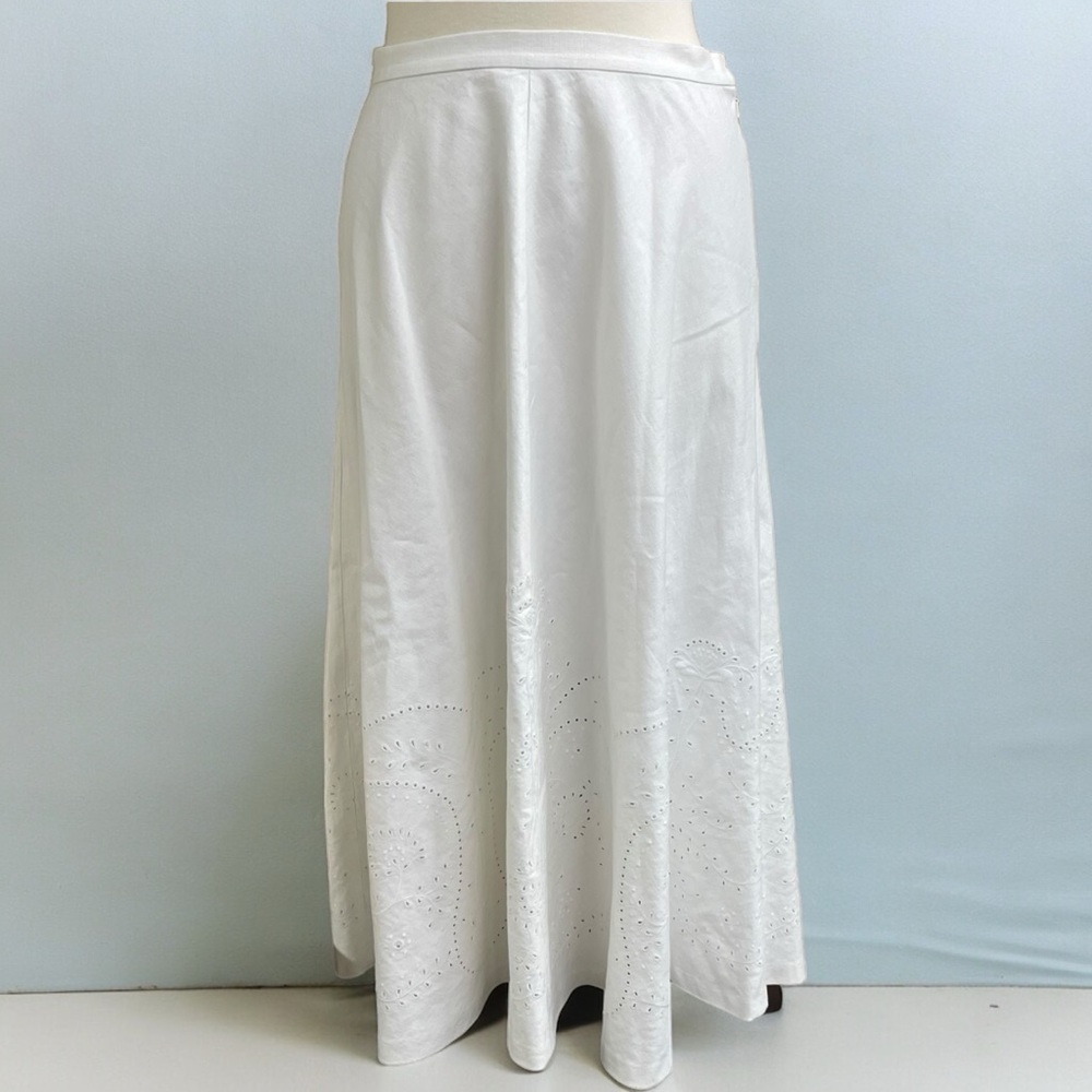 Polo Ralph Lauren white linen blend eyelet skirt 6P